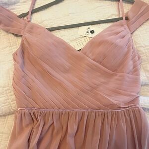 Blush Pink Pleated Chiffon Spaghetti Strap Dress